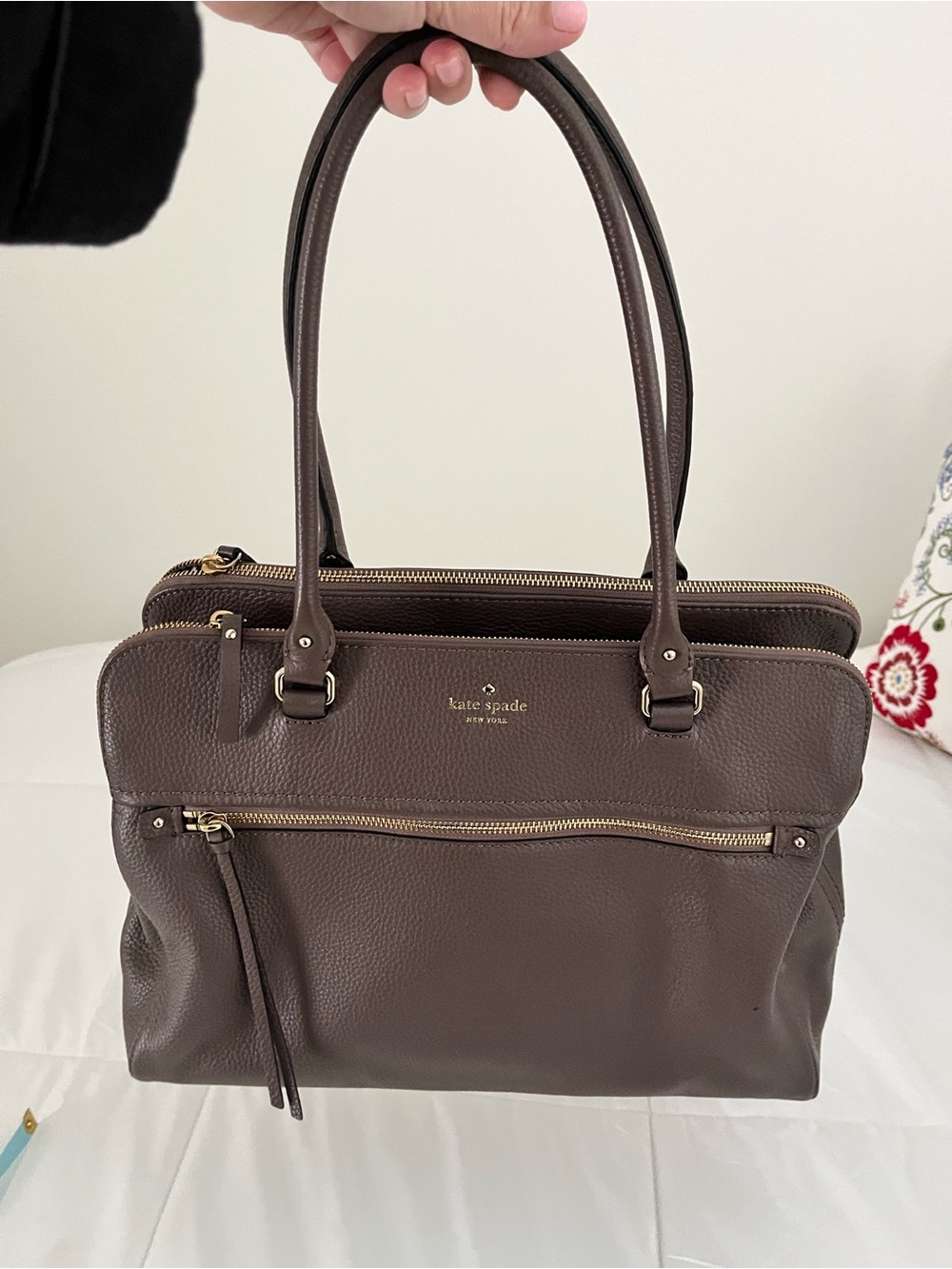 Kate Spade brown pebbled leather handbag - Picture 3 of 15